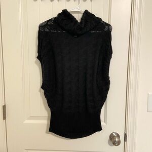 EUC One7Six women’s black loose fluffy knit cowl neck‎ short sleeve sweater M